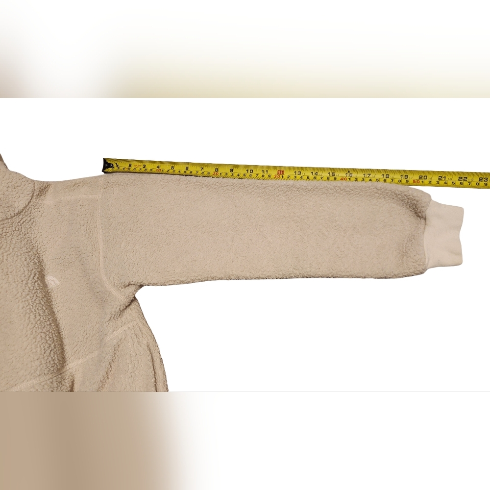 The North Face Bleached Sand Sherpa Hoodie - Soft Gorpcore Teddy Pullover Sz S - Picture 9 of 9